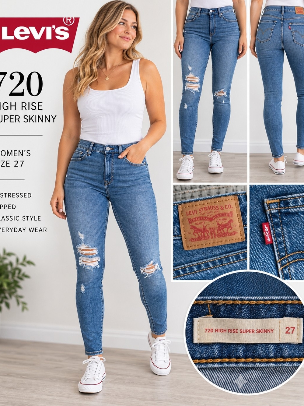 Levi's 720 High Rise Super Skinny Jeans - Blue